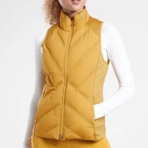 Athleta Inlet Vest Down Filled Puffer Lightweight Breathable Mustard Yellow XXS